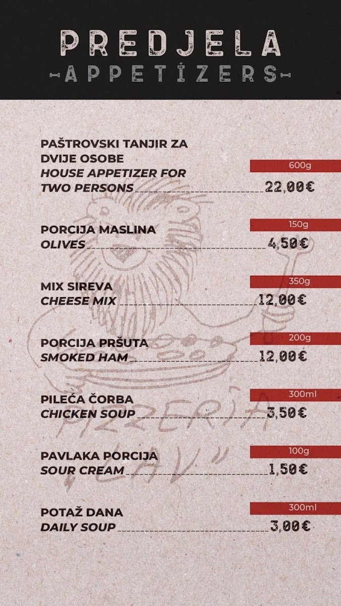 Menu Pizzeria Lav-9